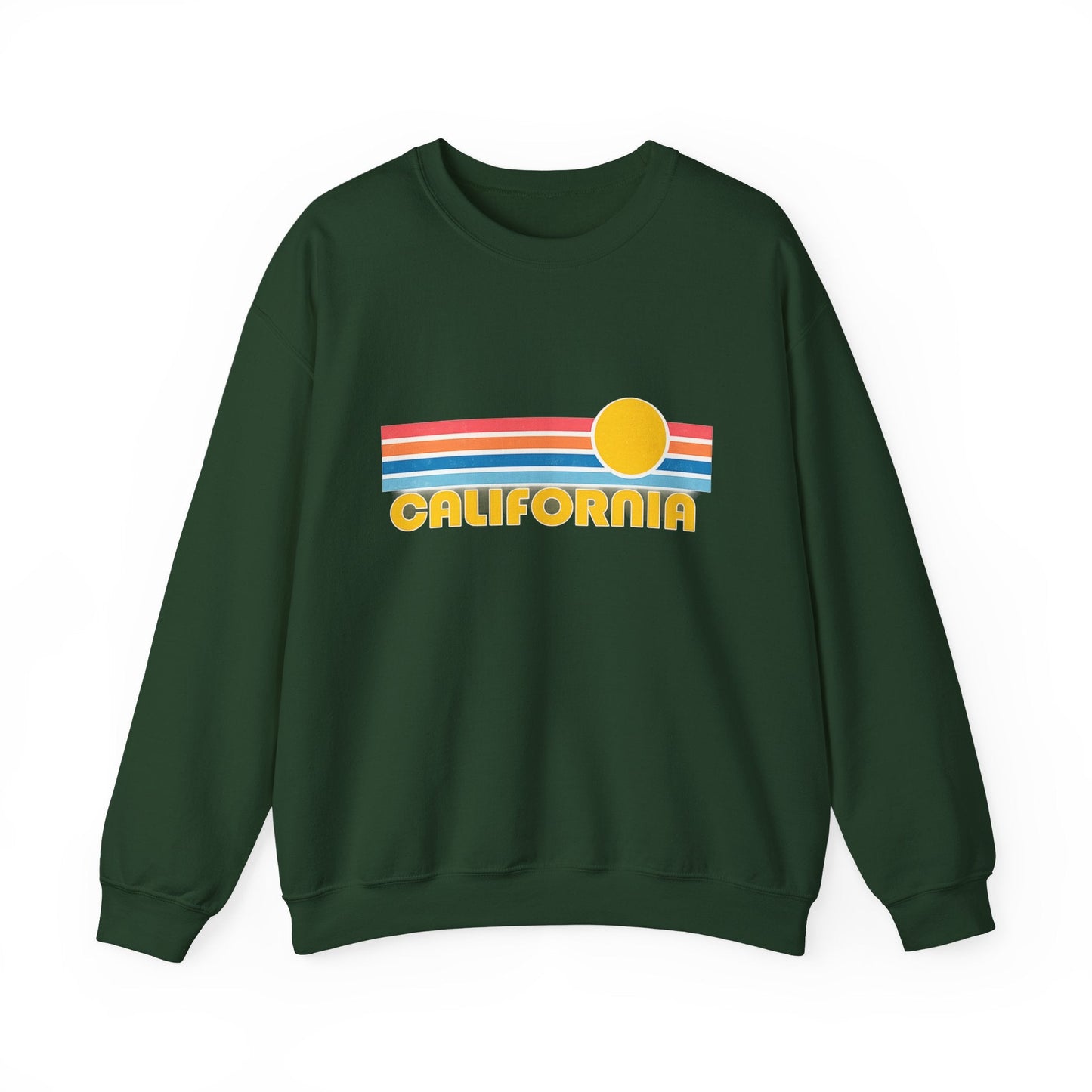California Retro Sunset Crewneck Sweatshirt – Vintage Coastal Graphic Pullove - JennyCool