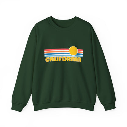 California Retro Sunset Crewneck Sweatshirt – Vintage Coastal Graphic Pullove - JennyCool