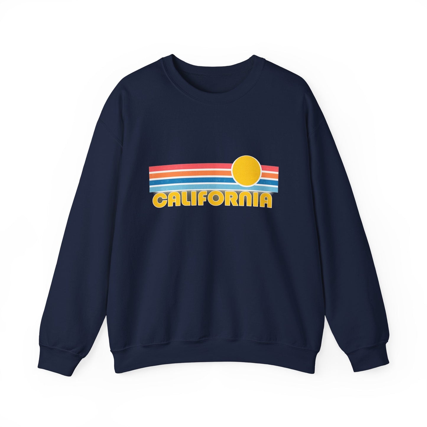 California Retro Sunset Crewneck Sweatshirt – Vintage Coastal Graphic Pullove - JennyCool