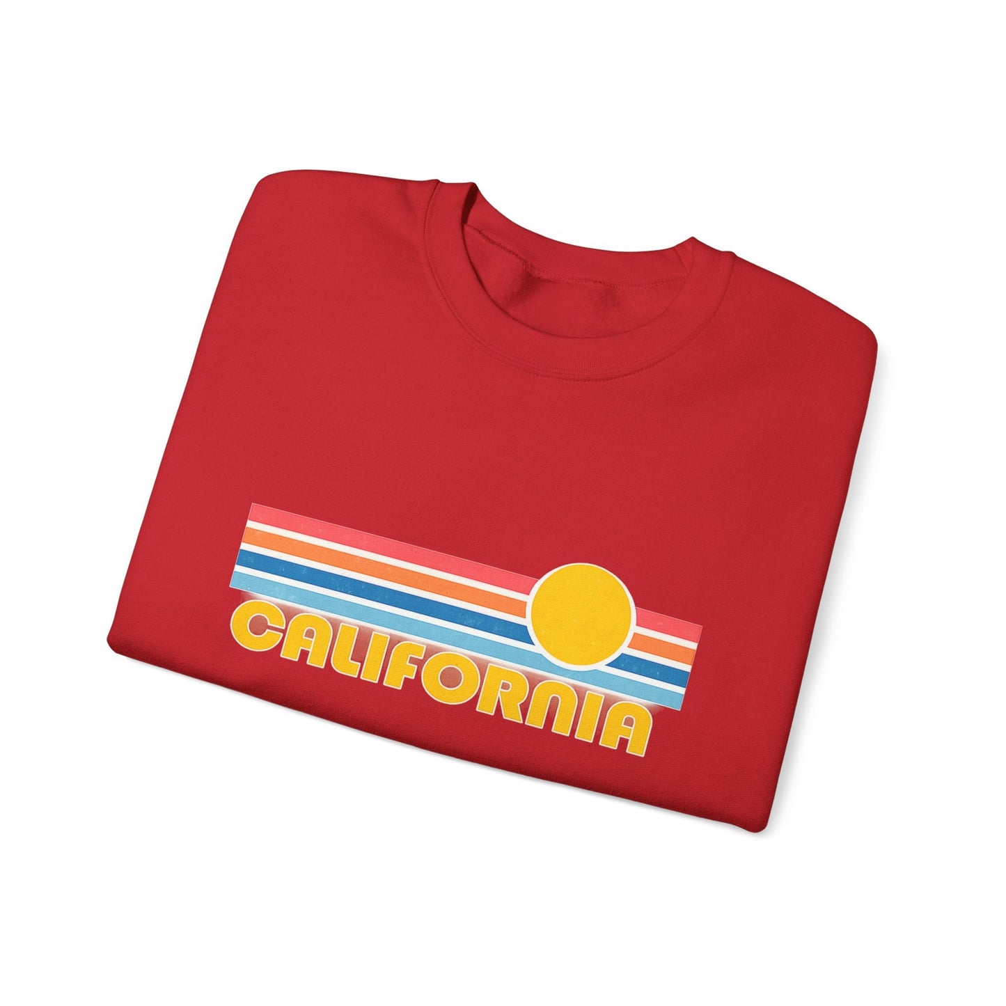 California Retro Sunset Crewneck Sweatshirt – Vintage Coastal Graphic Pullove - JennyCool