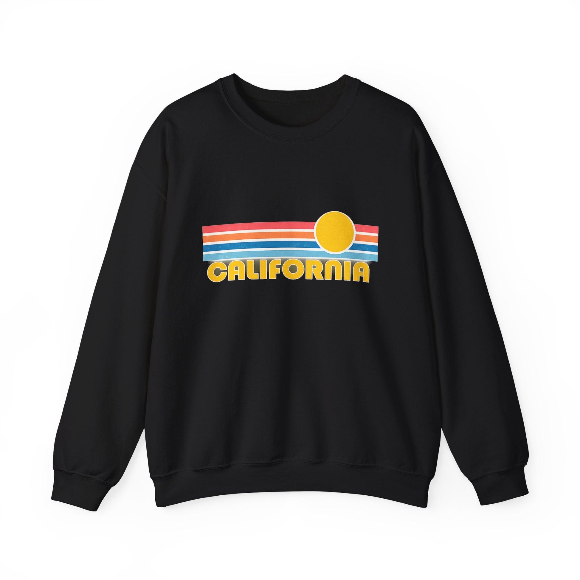 California Retro Sunset Crewneck Sweatshirt – Vintage Coastal Graphic Pullove - JennyCool