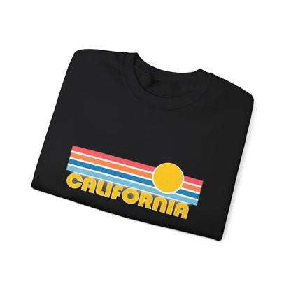 California Retro Sunset Crewneck Sweatshirt – Vintage Coastal Graphic Pullove - JennyCool