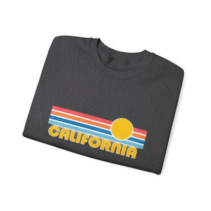 California Retro Sunset Crewneck Sweatshirt – Vintage Coastal Graphic Pullove - JennyCool