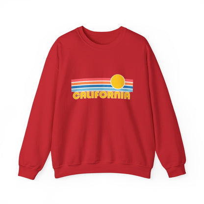 California Retro Sunset Crewneck Sweatshirt – Vintage Coastal Graphic Pullove - JennyCool