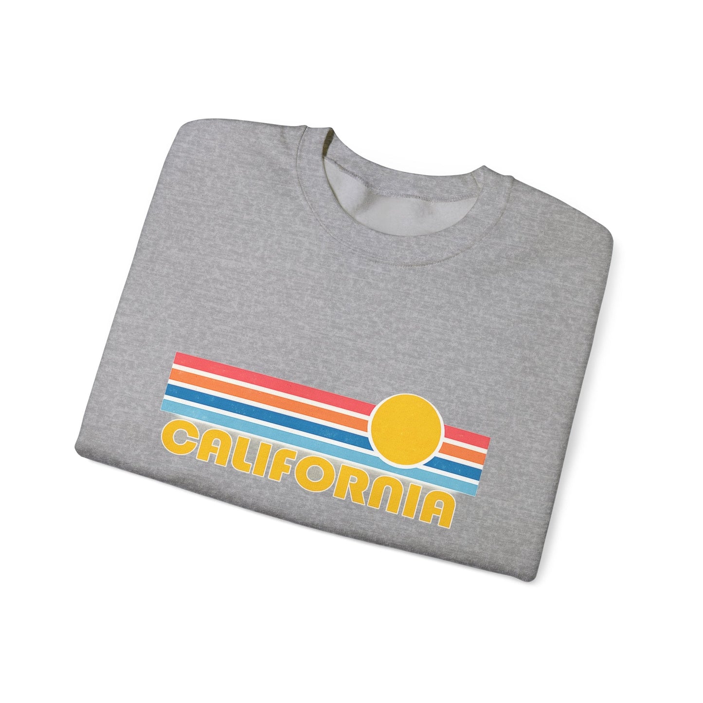 California Retro Sunset Crewneck Sweatshirt – Vintage Coastal Graphic Pullove - JennyCool