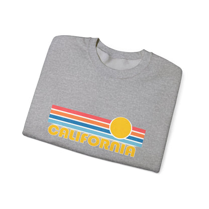 California Retro Sunset Crewneck Sweatshirt – Vintage Coastal Graphic Pullove - JennyCool