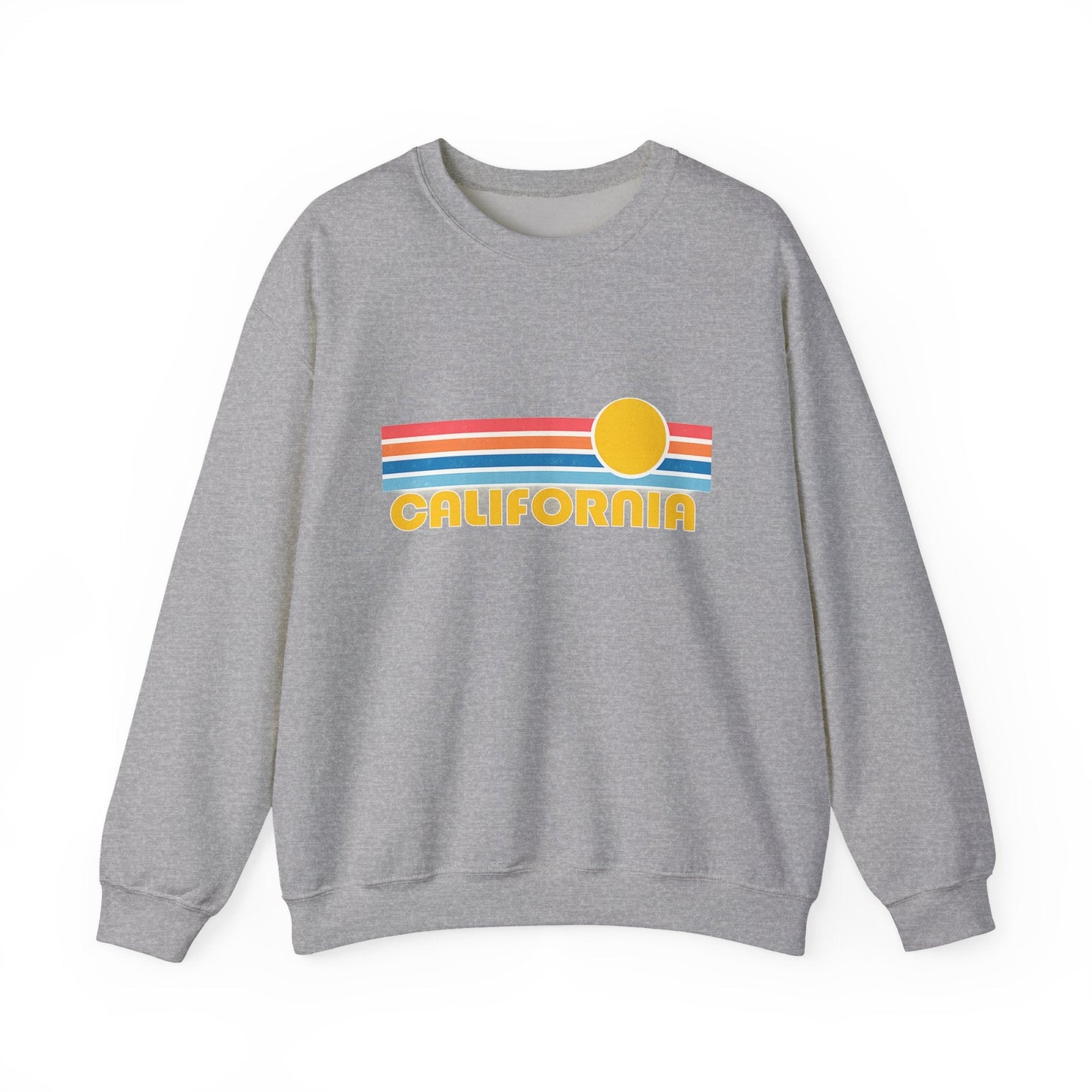 California Retro Sunset Crewneck Sweatshirt – Vintage Coastal Graphic Pullove - JennyCool