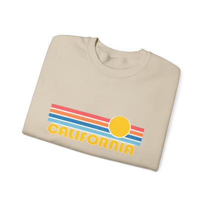 California Retro Sunset Crewneck Sweatshirt – Vintage Coastal Graphic Pullove - JennyCool