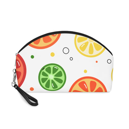 Citrus Fruit Makeup Bag – Orange Lemon Lime Cosmetic Pouch with Wrist Strap | Travel Beauty Organizer | Mother’s Day Gift - JennyCool