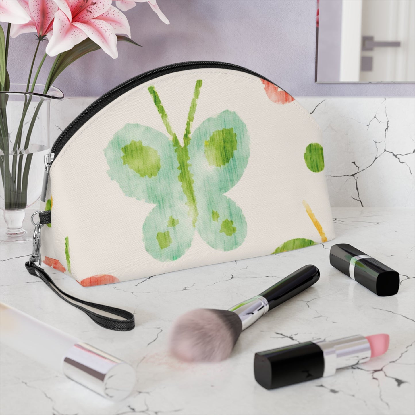 Colorful Butterfly Makeup Bag – Watercolor Butterfly Cosmetic Pouch - JennyCool