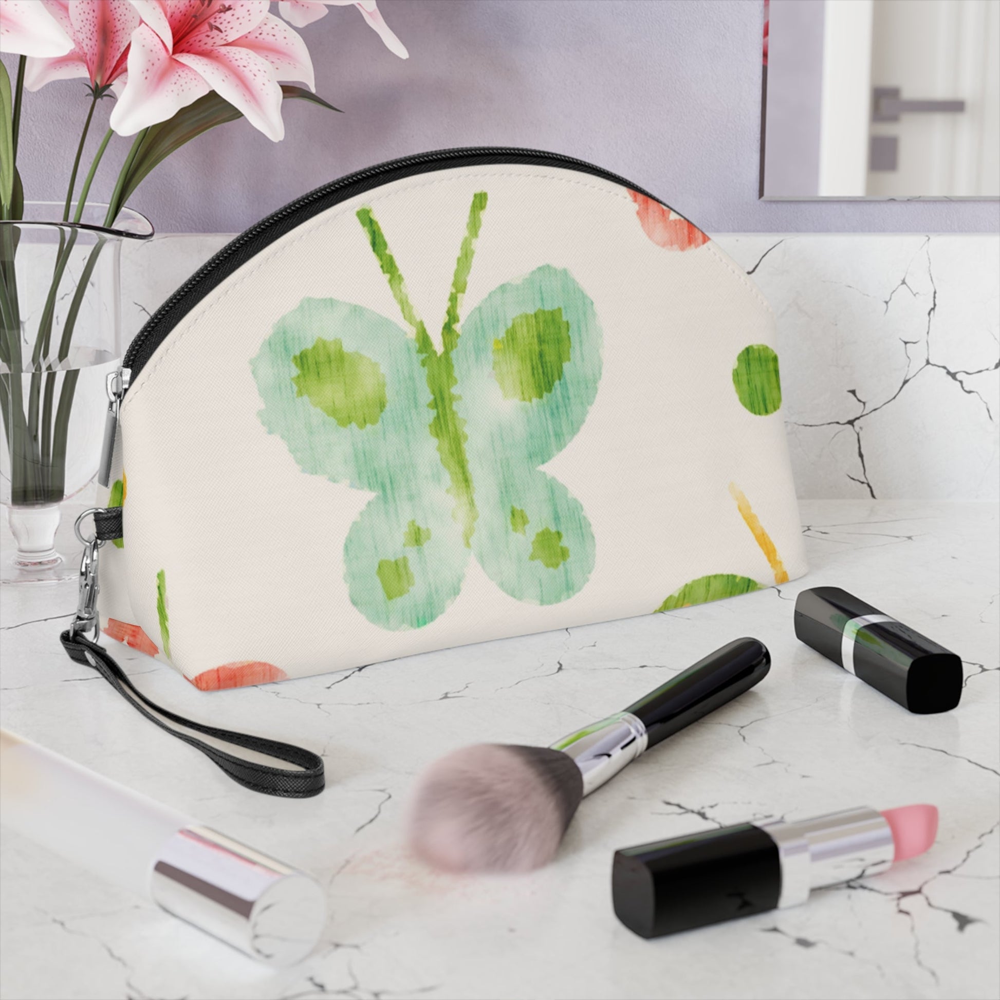 Colorful Butterfly Makeup Bag – Watercolor Butterfly Cosmetic Pouch - JennyCool
