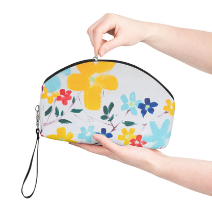 Colorful Floral Makeup Bag – Bright Flower Cosmetic Pouch, Faux Leather Travel Makeup Organizer - JennyCool