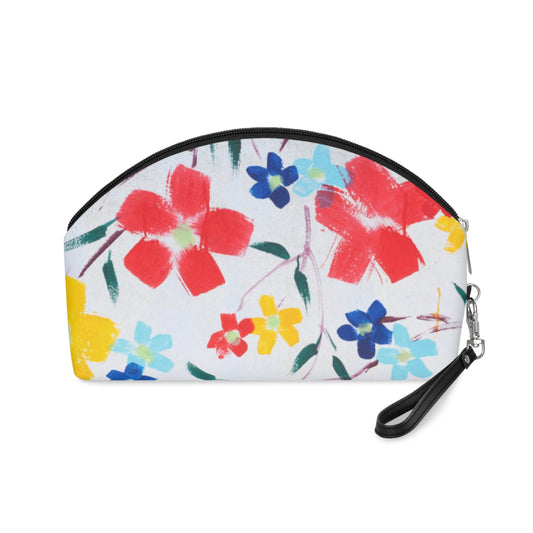 Colorful Floral Makeup Bag – Bright Flower Cosmetic Pouch, Faux Leather Travel Makeup Organizer - JennyCool
