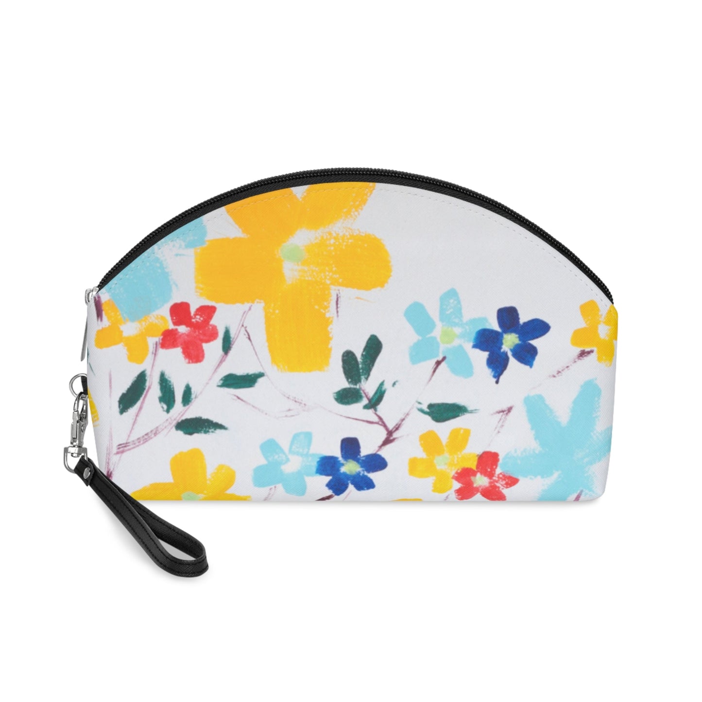 Colorful Floral Makeup Bag – Bright Flower Cosmetic Pouch, Faux Leather Travel Makeup Organizer - JennyCool