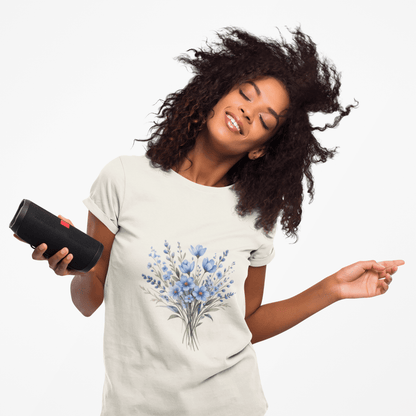 Comfort Colors® Blue Wildflower Garment - Dyed Heavyweight T-Shirt – Vintage Washed Relaxed Fit Cotton Tee - JennyCool