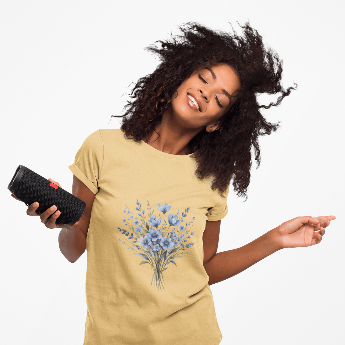 Comfort Colors® Blue Wildflower Garment - Dyed Heavyweight T-Shirt – Vintage Washed Relaxed Fit Cotton Tee - JennyCool
