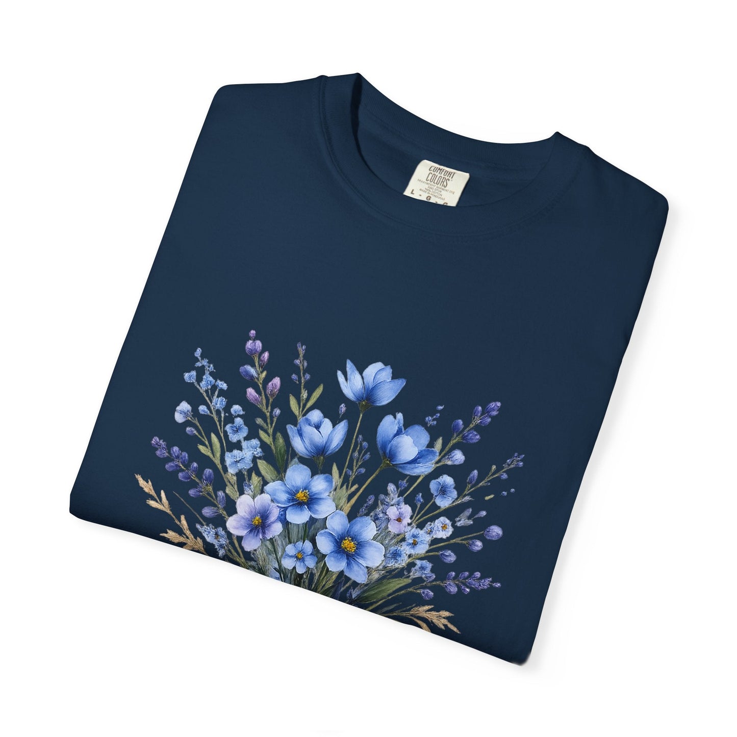 Comfort Colors® Blue Wildflower Garment - Dyed Heavyweight T-Shirt – Vintage Washed Relaxed Fit Cotton Tee - JennyCool