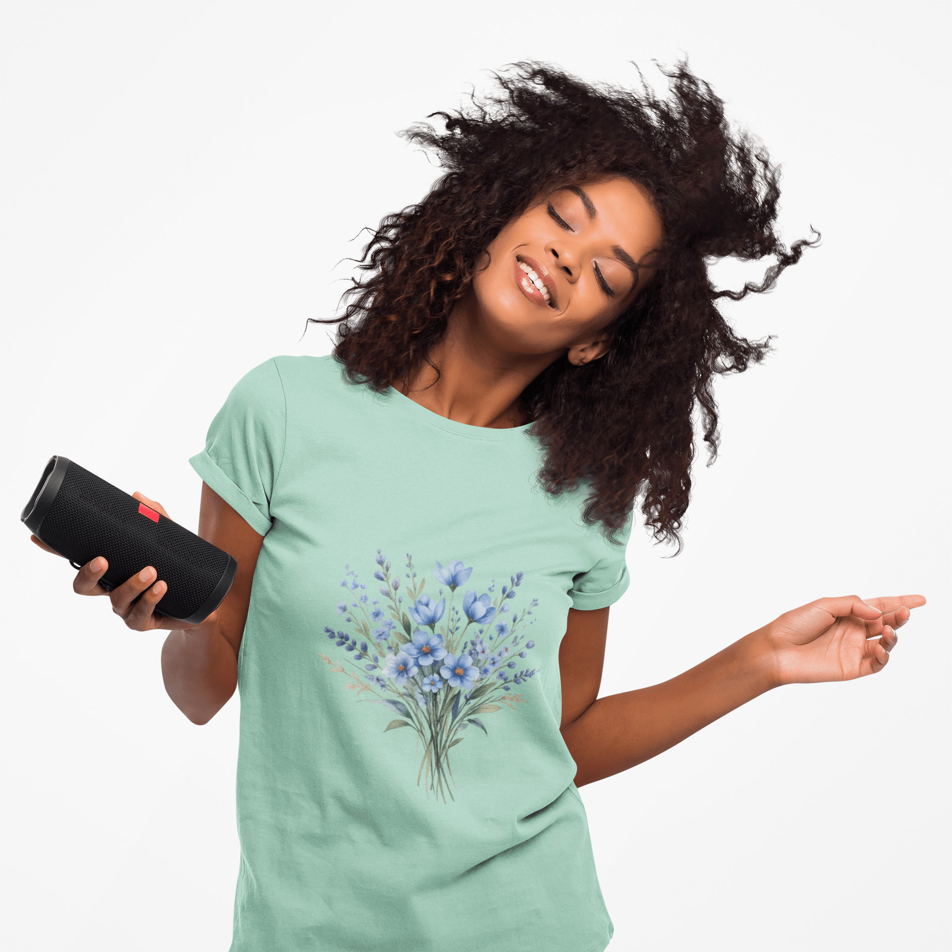 Comfort Colors® Blue Wildflower Garment - Dyed Heavyweight T-Shirt – Vintage Washed Relaxed Fit Cotton Tee - JennyCool