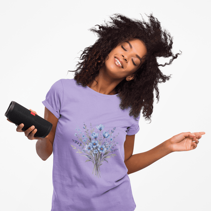 Comfort Colors® Blue Wildflower Garment - Dyed Heavyweight T-Shirt – Vintage Washed Relaxed Fit Cotton Tee - JennyCool