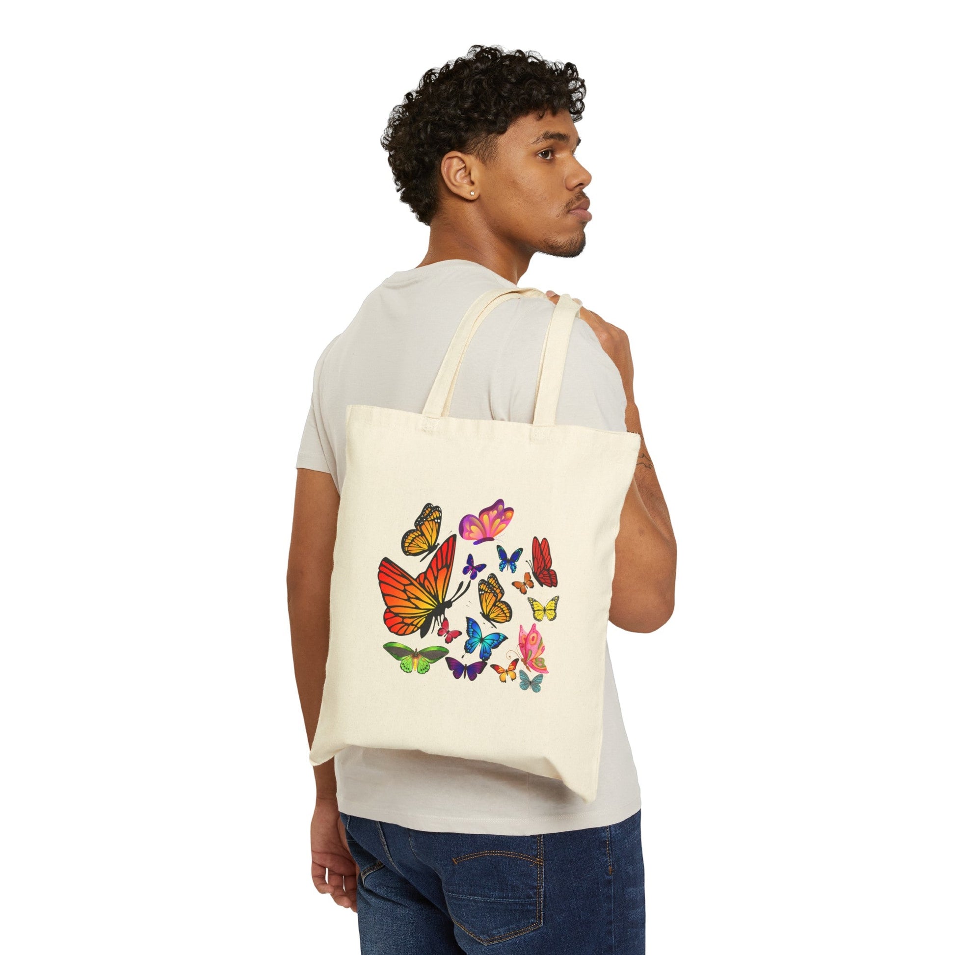 Cotton Canvas Tote Bag Butterflies - JennyCool
