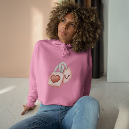 Crop Hoodie - Valentine's Day Gift for Her - Key of My Heart - JennyCool