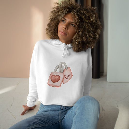 Crop Hoodie - Valentine's Day Gift for Her - Key of My Heart - JennyCool