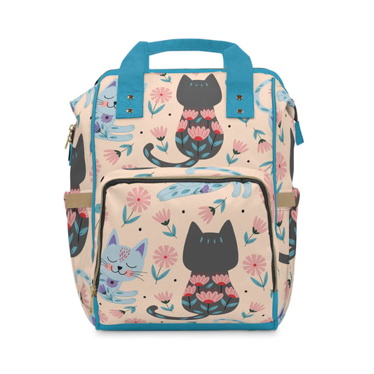 Cute Cat Diaper Backpack – Floral Waterproof Baby Bag for Moms - JennyCool