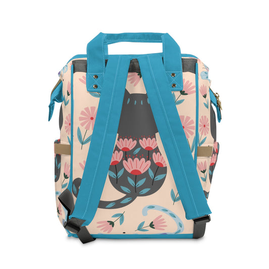 Cute Cat Diaper Backpack – Floral Waterproof Baby Bag for Moms - JennyCool