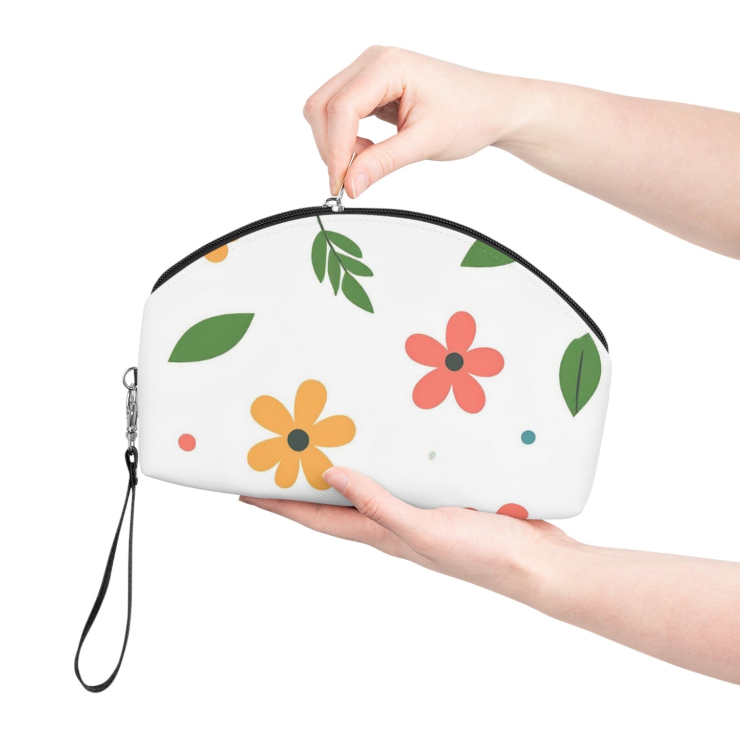 Cute Floral Makeup Bag – Colorful Flower Cosmetic Pouch, Faux Leather Travel Makeup Organizer - JennyCool