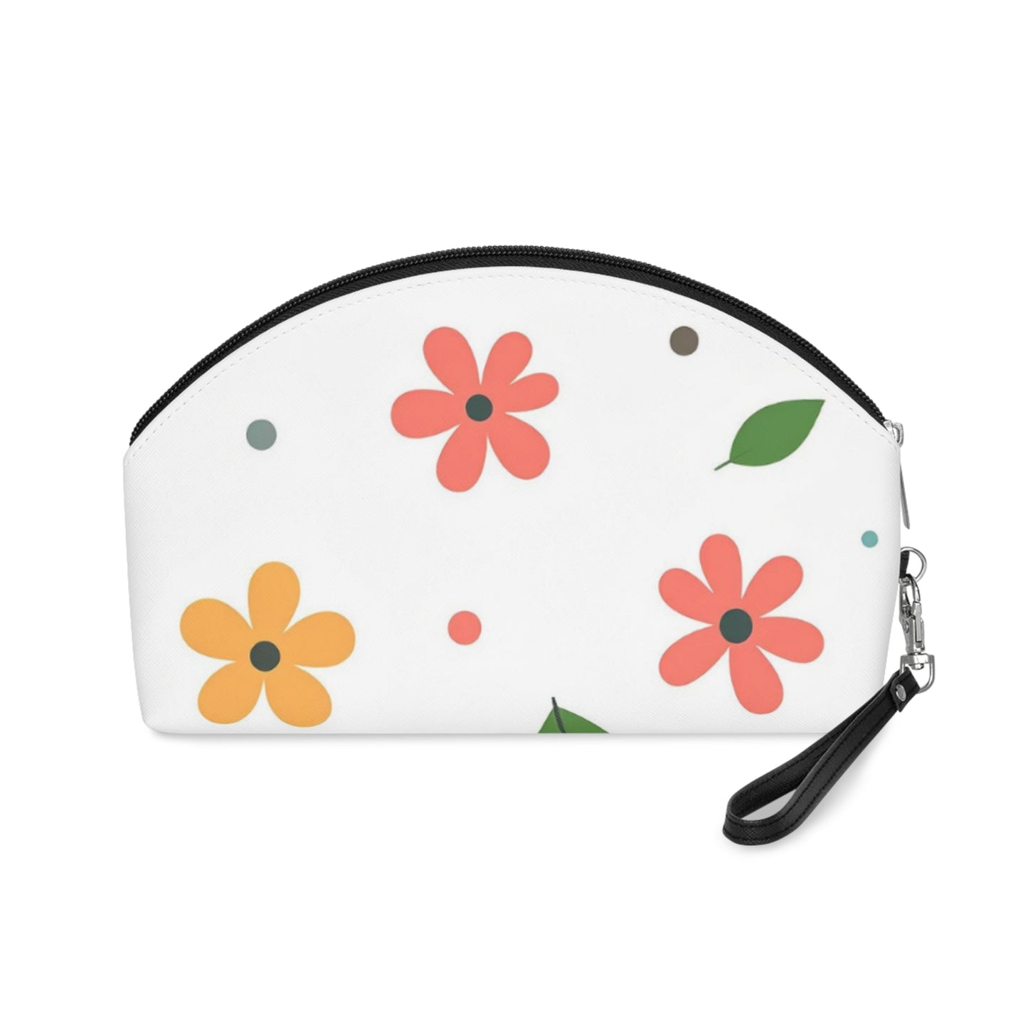 Cute Floral Makeup Bag – Colorful Flower Cosmetic Pouch, Faux Leather Travel Makeup Organizer - JennyCool