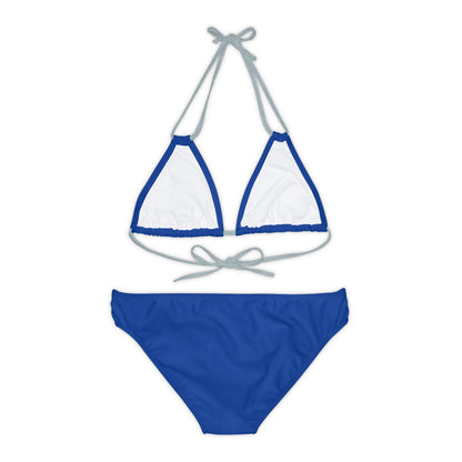 Dark Blue Strappy Bikini Set (AOP) with Butterfly design - JennyCool