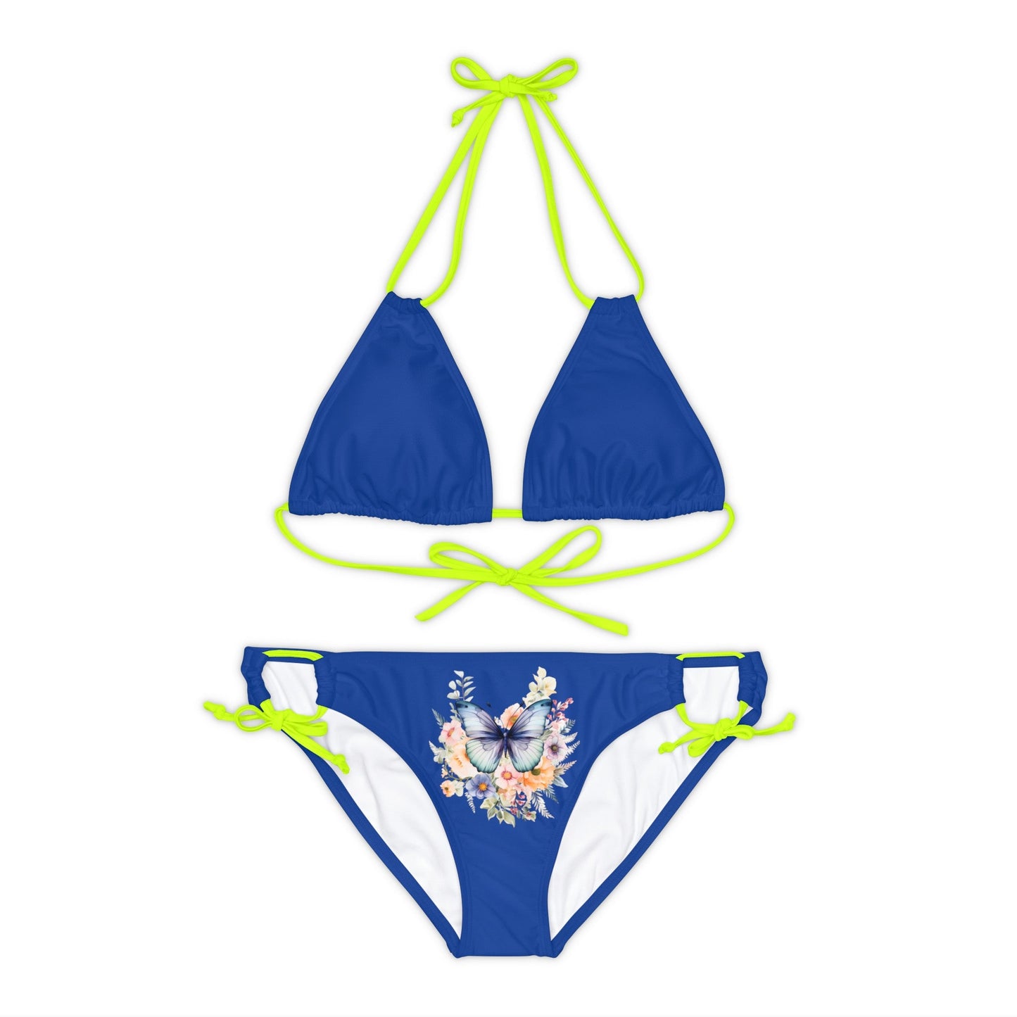 Dark Blue Strappy Bikini Set (AOP) with Butterfly design - JennyCool