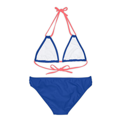 Dark Blue Strappy Bikini Set (AOP) with Butterfly design - JennyCool