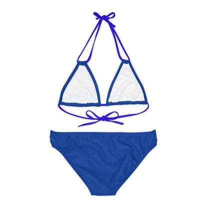 Dark Blue Strappy Bikini Set (AOP) with Butterfly design - JennyCool