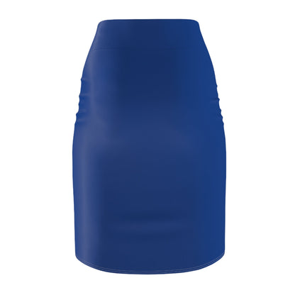 Dark Blue Women's Pencil Skirt (AOP) with Spring Flowers and Butterfly - JennyCool