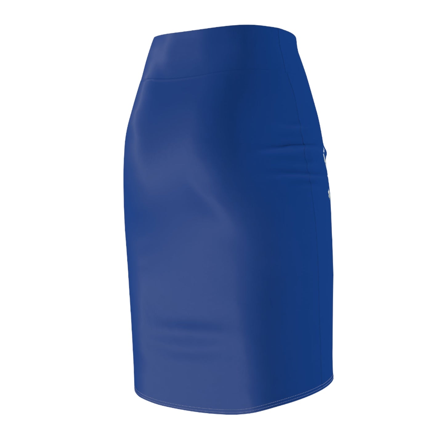 Dark Blue Women's Pencil Skirt (AOP) with Spring Flowers and Butterfly - JennyCool