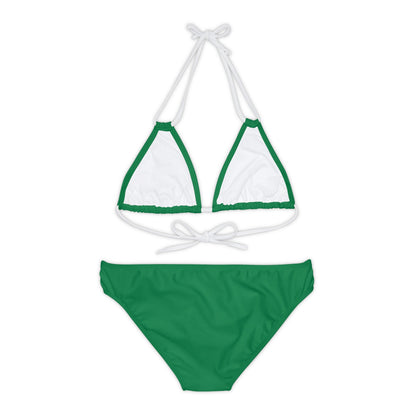 Dark Green Strappy Bikini Set (AOP) with Butterfly design - JennyCool