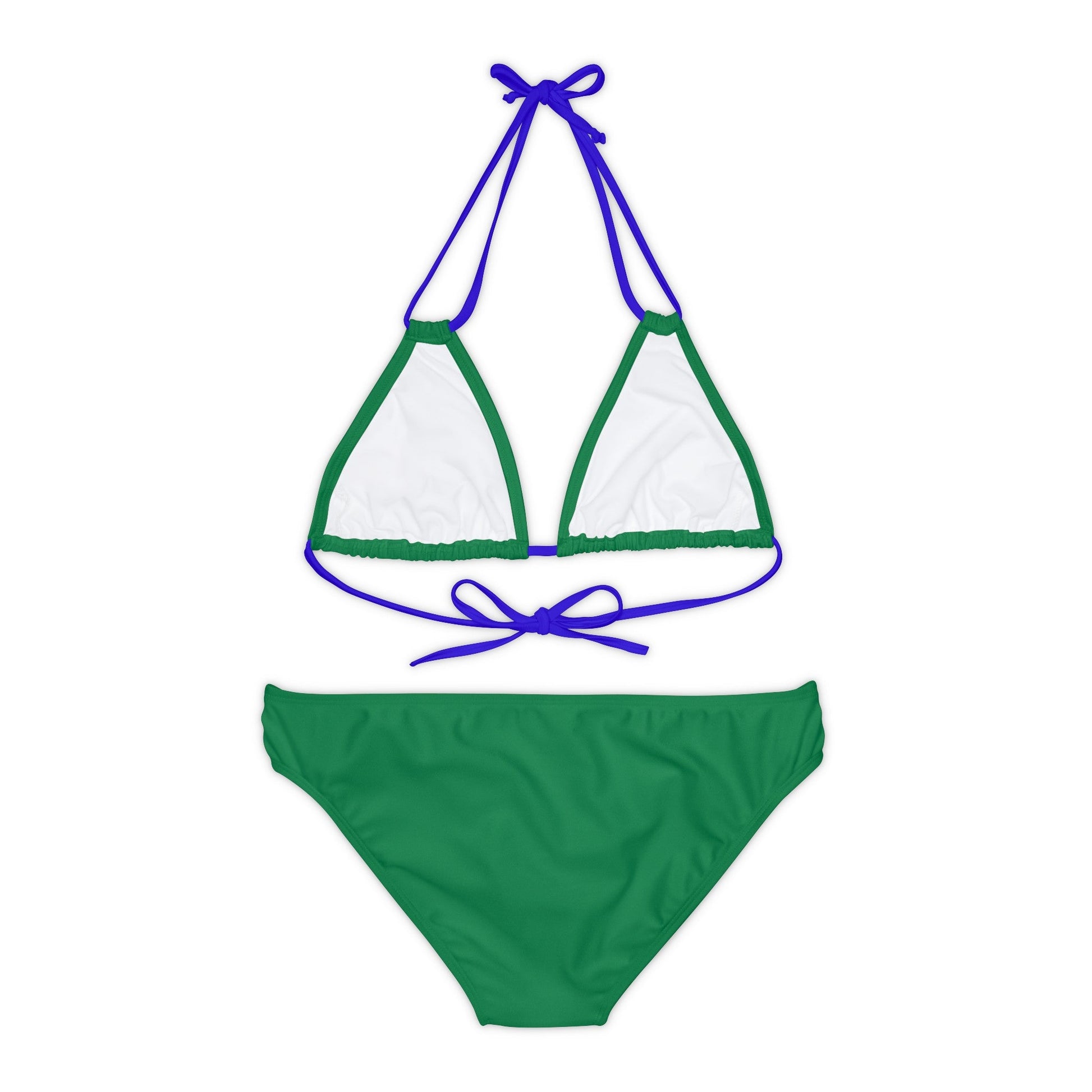 Dark Green Strappy Bikini Set (AOP) with Butterfly design - JennyCool