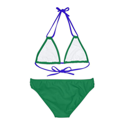 Dark Green Strappy Bikini Set (AOP) with Butterfly design - JennyCool