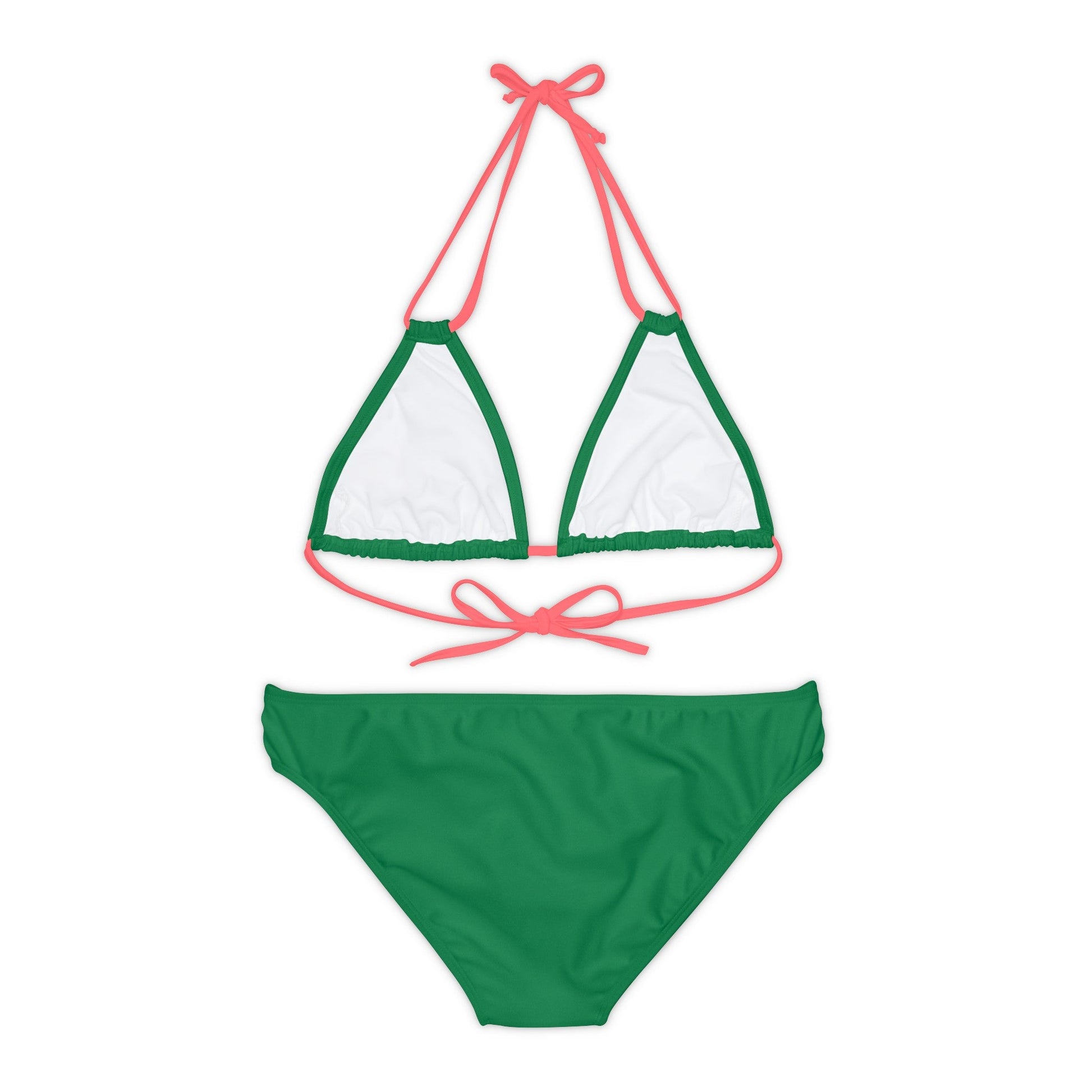 Dark Green Strappy Bikini Set (AOP) with Butterfly design - JennyCool