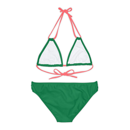 Dark Green Strappy Bikini Set (AOP) with Butterfly design - JennyCool