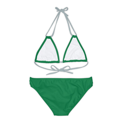 Dark Green Strappy Bikini Set (AOP) with Butterfly design - JennyCool