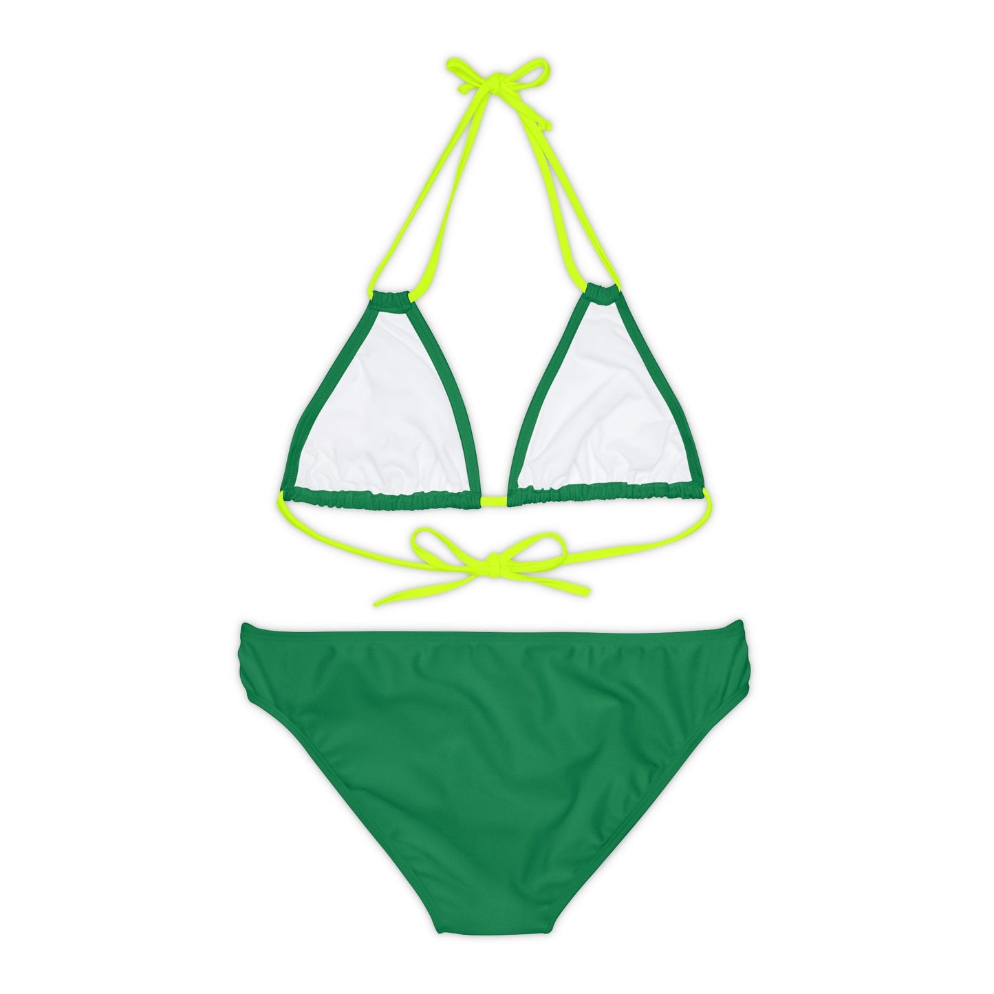 Dark Green Strappy Bikini Set (AOP) with Butterfly design - JennyCool
