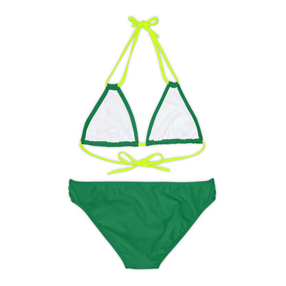 Dark Green Strappy Bikini Set (AOP) with Butterfly design - JennyCool