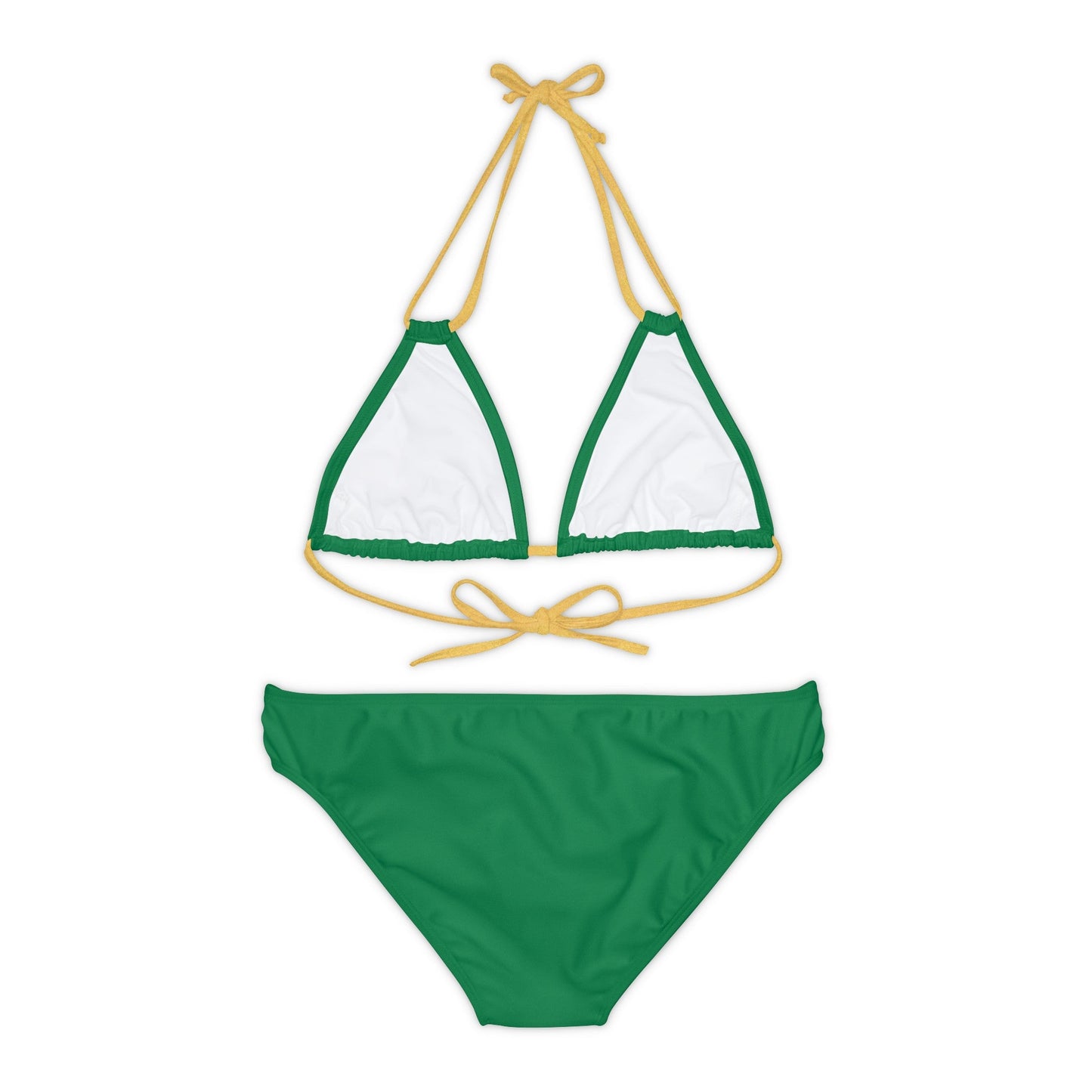 Dark Green Strappy Bikini Set (AOP) with Butterfly design - JennyCool