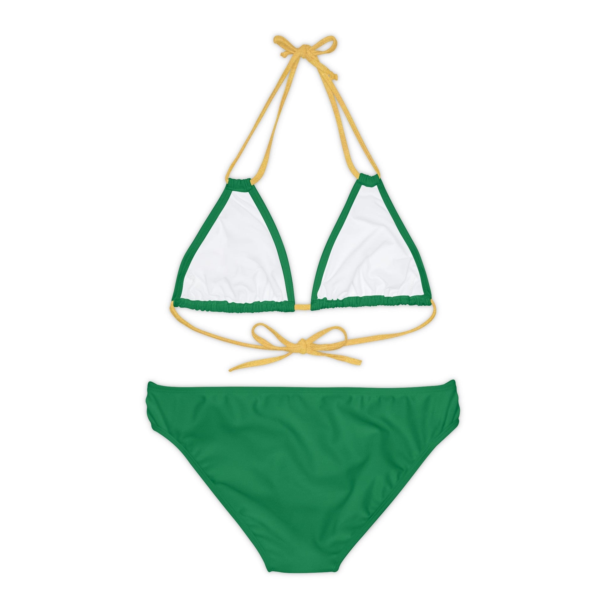 Dark Green Strappy Bikini Set (AOP) with Butterfly design - JennyCool