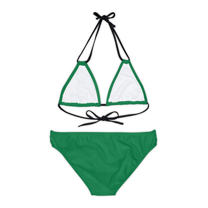 Dark Green Strappy Bikini Set (AOP) with Butterfly design - JennyCool