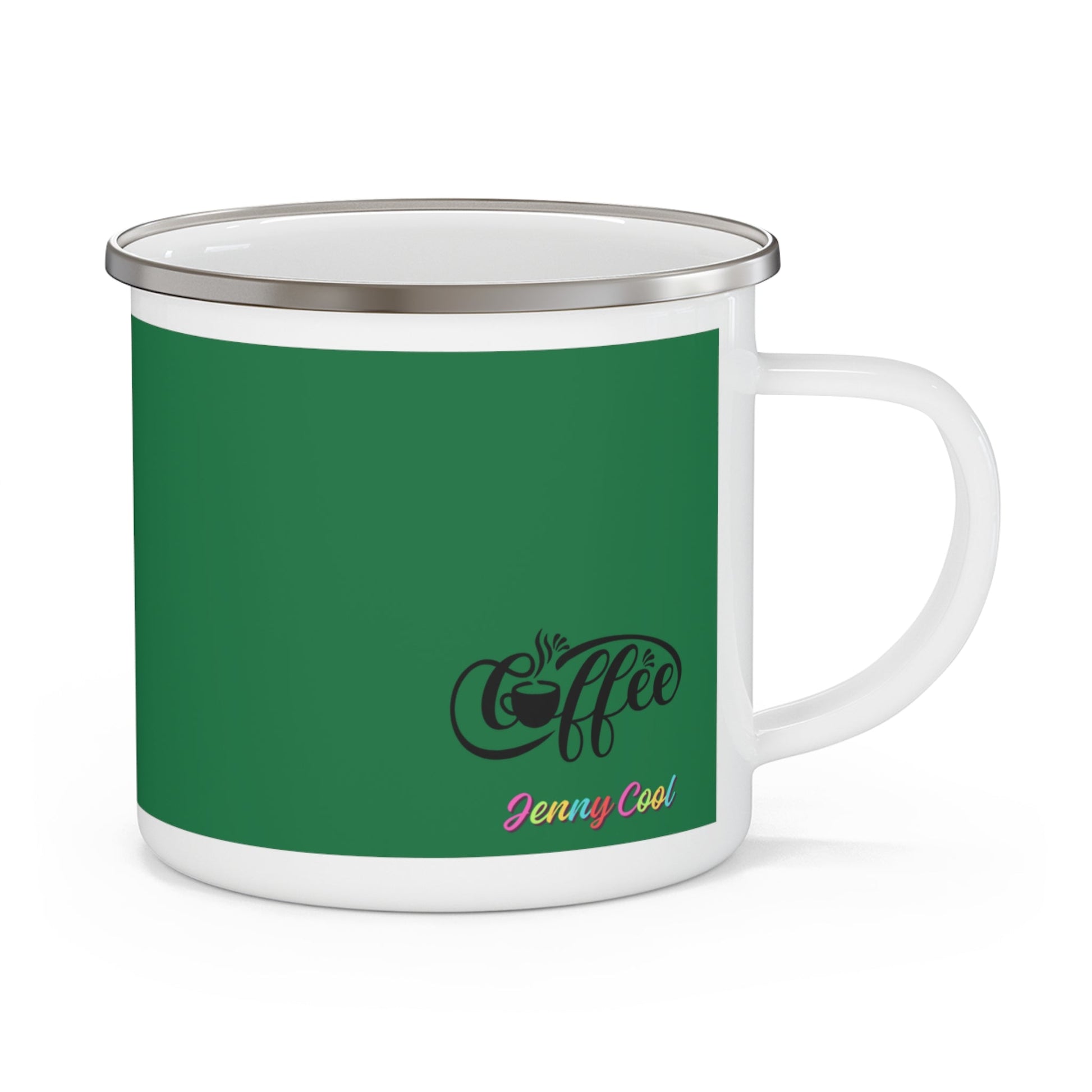 Enamel Camping Mug - Green Jenny Cool Coffee Soup Cup - JennyCool