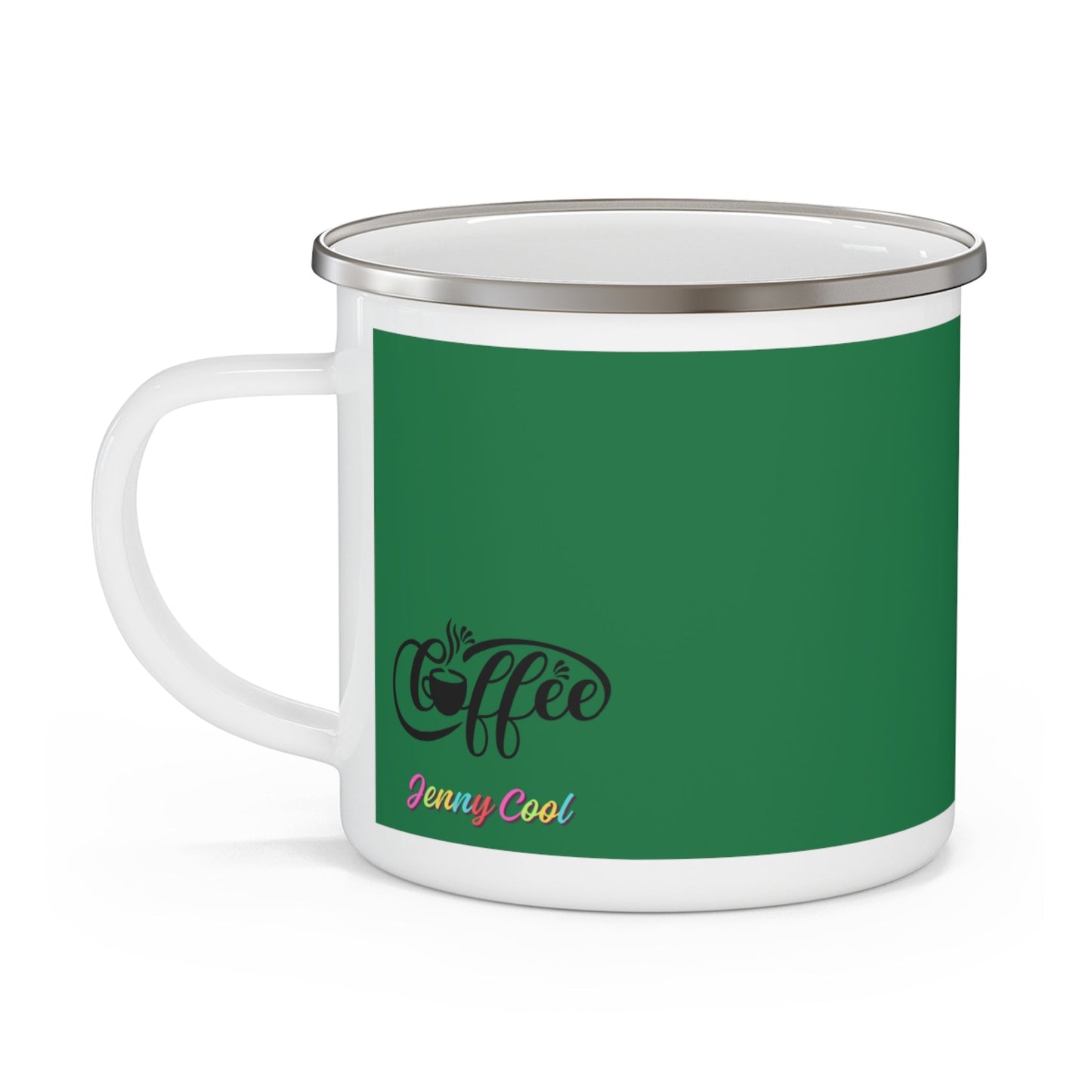Enamel Camping Mug - Green Jenny Cool Coffee Soup Cup - JennyCool