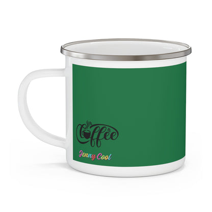 Enamel Camping Mug - Green Jenny Cool Coffee Soup Cup - JennyCool
